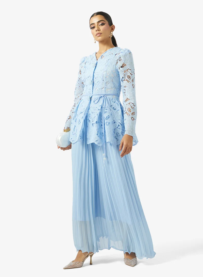 Khizana  Lace Peplum Top & Skirt Set for Women | Best Price UAE